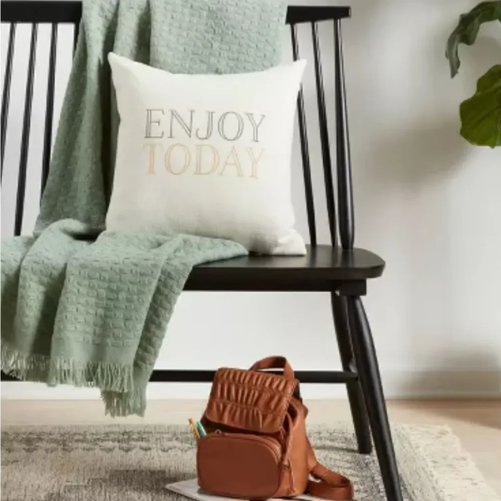 'Enjoy Today' Square Throw Pillow Cream - Threshold™